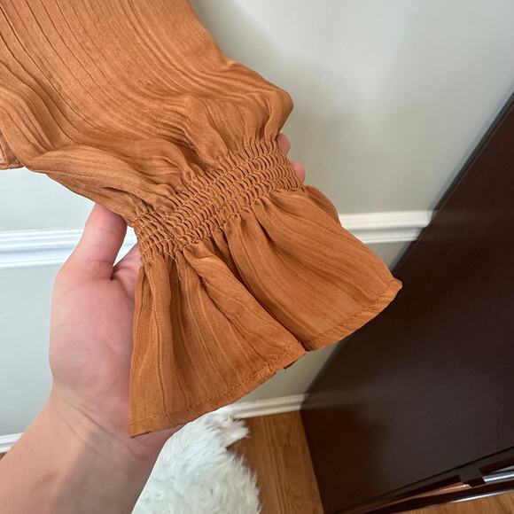 Express Orange Peplum Satin Blouse - Picture 5 of 16